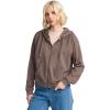 Volcom Women’s Lil Zip Up Hooded Fleece Sweatshirt(Black Plum)