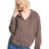Volcom Women’s Lil Zip Up Hooded Fleece Sweatshirt(Black Plum)