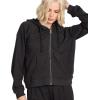 Volcom Women’s Lil Zip Up Hooded Fleece Sweatshirt(Vinitage Black)