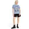 Volcom Womens Lock It Up Short Sleeve Tee – Crew Neck T-Shirt with Striped Neck Taping(Blue)
