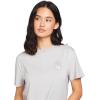 Volcom Womens Lock It Up Short Sleeve Tee – Crew Neck T-Shirt with Striped Neck Taping(Light Grey Grey)