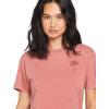 Volcom Womens Lock It Up Short Sleeve Tee – Crew Neck T-Shirt with Striped Neck Taping(Mauve Rose)