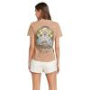 Volcom Womens Lock It Up Short Sleeve Tee – Crew Neck T-Shirt with Striped Neck Taping(Mocha)