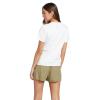 Volcom Womens Lock It Up Short Sleeve Tee – Crew Neck T-Shirt with Striped Neck Taping(Star White White)