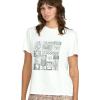 Volcom Womens Lock It Up Short Sleeve Tee – Crew Neck T-Shirt with Striped Neck Taping(Star White/White)