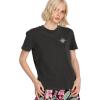 Volcom Womens Lock It Up Short Sleeve Tee – Crew Neck T-Shirt with Striped Neck Taping(Vintage Black)