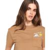 Volcom Womens Short Sleeve Pocket Dial Tee – Crew Neck T-Shirt with Chest Pocket and Screen Print(Brown)