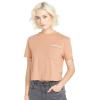 Volcom Womens Short Sleeve Pocket Dial Tee – Crew Neck T-Shirt with Chest Pocket and Screen Print(Clay Red)