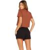 Volcom Womens Short Sleeve Pocket Dial Tee – Crew Neck T-Shirt with Chest Pocket and Screen Print(Dark Clay Red)