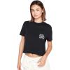 Volcom Womens Short Sleeve Pocket Dial Tee – Crew Neck T-Shirt with Chest Pocket and Screen Print(Jet)