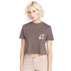 Volcom Womens Short Sleeve Pocket Dial Tee – Crew Neck T-Shirt with Chest Pocket and Screen Print(Slate Grey Grey)