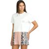 Volcom Womens Short Sleeve Pocket Dial Tee – Crew Neck T-Shirt with Chest Pocket and Screen Print(Star White/Whte)