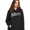 Volcom Women’s Truly Stoked Ovesized Bf Hooded Fleece Sweatshirt(Black 324)