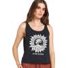 Volcom Womens to The Bank Organic Cotton Graphic Tank Top – Relaxed Boxy Fit, Breezy Summer Style(Black White)