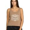 Volcom Womens to The Bank Organic Cotton Graphic Tank Top – Relaxed Boxy Fit, Breezy Summer Style(Hazelnut)