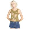 Volcom Womens to The Bank Organic Cotton Graphic Tank Top – Relaxed Boxy Fit, Breezy Summer Style(Moss)