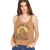 Volcom Womens to The Bank Organic Cotton Graphic Tank Top – Relaxed Boxy Fit, Breezy Summer Style(Vintage Brown)