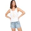 Volcom Womens to The Bank Organic Cotton Graphic Tank Top – Relaxed Boxy Fit, Breezy Summer Style(White One)