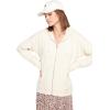 Volcom womens Lil Zip Up Hooded Fleece Sweatshirt(Cream White)
