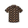 Volcom Boys Marble Floral Short Sleeve Button Down Hawaiian Shirt(New Black)