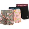 Volcom Mens Boxer Briefs 3 Pack Poly Spandex Performance FLY-LESS Support Boxer Briefs Underwear(Leaves/Cocktails/Black)