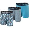 Volcom Mens Boxer Briefs 3 Pack Poly Spandex Performance FLY-LESS Support Boxer Briefs Underwear(Multicolored/Muted Blue/Bright Teal)