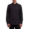 Volcom Mens Caden Solid Long Sleeve Button Down Shirt(Black 1)