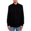 Volcom Mens Caden Solid Long Sleeve Button Down Shirt(Black)
