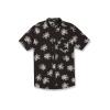 Volcom Men’s Regular Lazy Dazy Short Sleeve Classic Fit Button Down Shirt(Black)