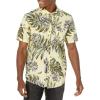 Volcom Mens Regular Marble Floral Short Sleeve Button Down Hawaiian Shirt(Dawn Yellow)