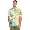 Volcom Mens Regular Marble Floral Short Sleeve Button Down Hawaiian Shirt(Light Beige)