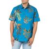 Volcom Mens Regular Marble Floral Short Sleeve Button Down Hawaiian Shirt(Ocean Teal)