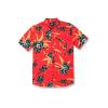 Volcom Mens Regular Marble Floral Short Sleeve Button Down Hawaiian Shirt(Red Orange)