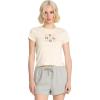 Volcom Womens Have a Clue Short Sleeve Tee – Fitted T-Shirt with Striped Neck Taping(Bone White)