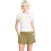 Volcom Womens Have a Clue Short Sleeve Tee – Fitted T-Shirt with Striped Neck Taping(Cloud)