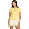 Volcom Womens Have a Clue Short Sleeve Tee – Fitted T-Shirt with Striped Neck Taping(Dust Yellow)