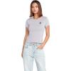 Volcom Womens Have a Clue Short Sleeve Tee – Fitted T-Shirt with Striped Neck Taping(Moonbeam)