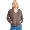 Volcom Women’s Lil Zip Up Hooded Fleece Sweatshirt(Black Plum)