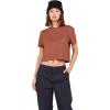 Volcom Womens Short Sleeve Pocket Dial Tee – Crew Neck T-Shirt with Chest Pocket and Screen Print(Dark Clay)