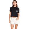 Volcom Womens Short Sleeve Pocket Dial Tee – Crew Neck T-Shirt with Chest Pocket and Screen Print(Jet)