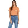 Volcom Womens Short Sleeve Pocket Dial Tee – Crew Neck T-Shirt with Chest Pocket and Screen Print(Wild Ginger)