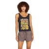 Volcom Womens to The Bank Organic Cotton Graphic Tank Top – Relaxed Boxy Fit, Breezy Summer Style(Black)