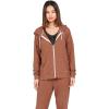 Volcom womens Lil Zip Up Hooded Fleece Sweatshirt(Dark Clay)