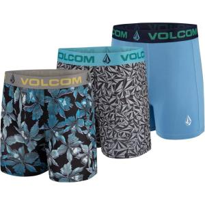 Volcom Mens Boxer Briefs 3 Pack Poly Spandex Performance FLY-LESS Support Boxer Briefs Underwear(Black/Grey/Light Blue)