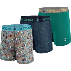 Volcom Mens Boxer Briefs 3 Pack Poly Spandex Performance FLY-LESS Support Boxer Briefs Underwear(Multi/Green/Navy)