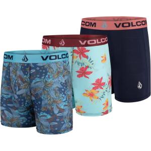 Volcom Mens Boxer Briefs 3 Pack Poly Spandex Performance FLY-LESS Support Boxer Briefs Underwear(Multi/Light Blue/Navy)