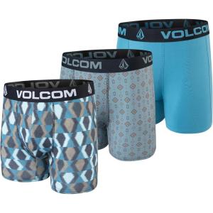 Volcom Mens Boxer Briefs 3 Pack Poly Spandex Performance FLY-LESS Support Boxer Briefs Underwear(Multicolored/Muted Blue/Bright Teal)