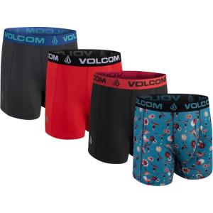 Volcom Mens Boxer Briefs 4 Pack Poly Spandex Performance Boxer Briefs Underwear(Blue/Black/Red/Charcoal)