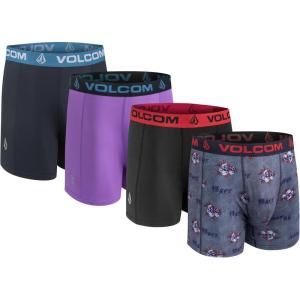 Volcom Mens Boxer Briefs 4 Pack Poly Spandex Performance Boxer Briefs Underwear(Grey/Black/Purple/Navy)