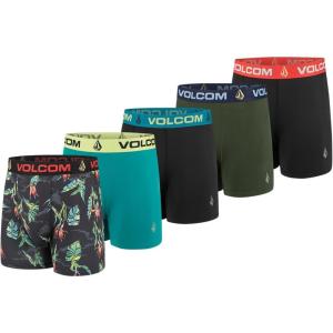 Volcom Mens Boxer Briefs 5 Pack Poly Spandex Performance Boxer Briefs Underwear(Black/Green/Black/Hunter/Black)